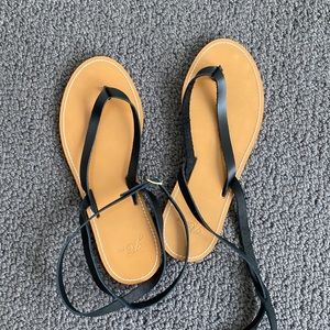 J. Crew ankle wrap black flat sandal